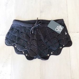 Chaser black crochet shorts
